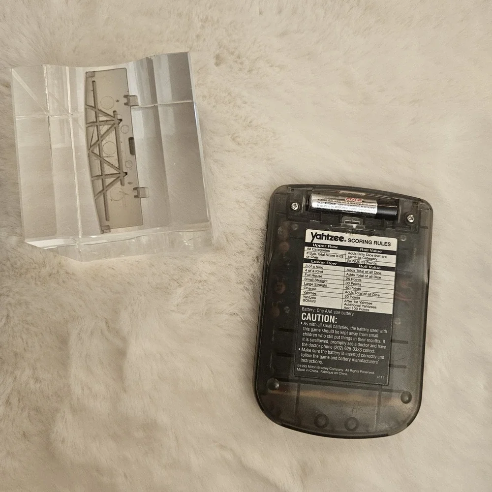 1995 Electronic Handheld Yahtzee Game Clear Smoke MB Milton Bradley 4511 Tested